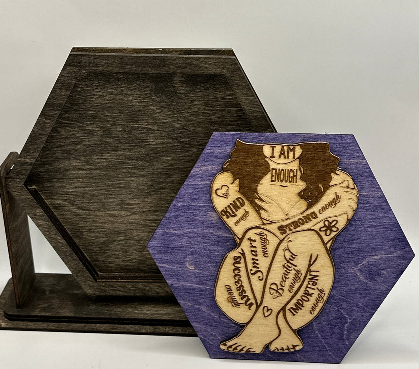 Be Proud of Who You Are: I am Enough Motivational Insert-Table top interchangeable hexagon insert  (Frame sold separately) - My Store