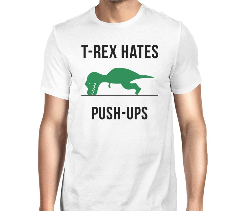 T-Rex Push Ups Mens Funny Workout Shirts Lightweight Cotton T-Shirt image 1