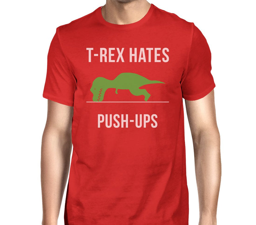 T-Rex Push Ups Mens Funny Workout Shirts Lightweight Cotton T-Shirt image 5