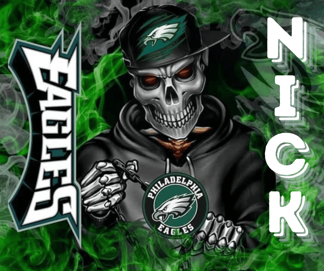 Philadelphia Eagles Hoodie Skeleton 20oz Tumbler with name - My Store