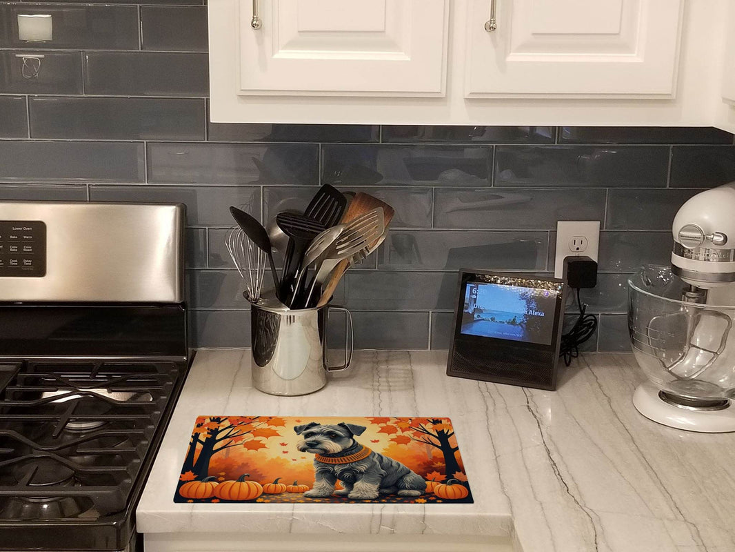 Schnauzer Fall Glass Cutting Board | Dog | Kitchen | Pumpkin Kitchen Decor - My Store