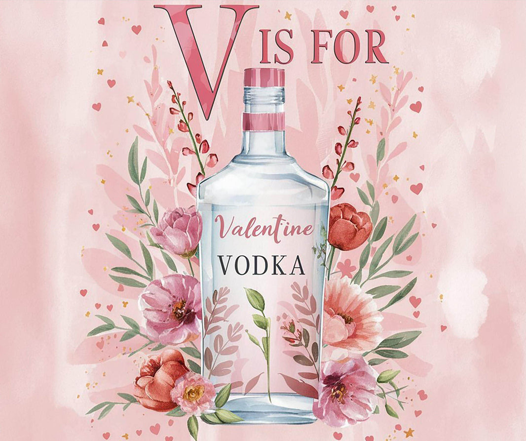 Valentine Vodka Tumbler 20oz - V Is For Valentine Insulated Stainless Steel Cup, Valentine’s Day Gift, Drinkware for Vodka & Spirits - My Store